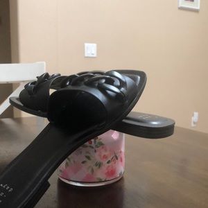 Black slip-on sandals